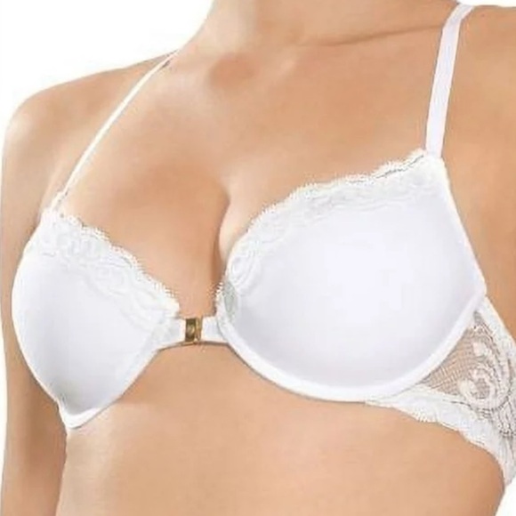 NATORI 735023 Bra 32DDD Feathers Front Closure Underwire White T Back Contour - Picture 9 of 9
